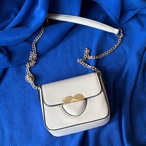 Elegant Cream Crossbody Bag with Heart Accent